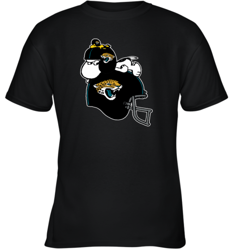 The Snoopy And Woodstock Resting On Jacksonville Jaguars Helmet Youth T Shirt