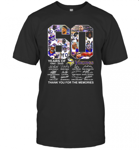60 Years Of Minnesota Vikings 1960 2020 Signatures T Shirt
