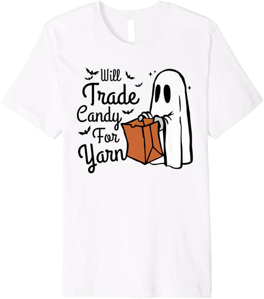 Halloween Will Trade Candy For Yarn Funny Kntting Crochet Premium