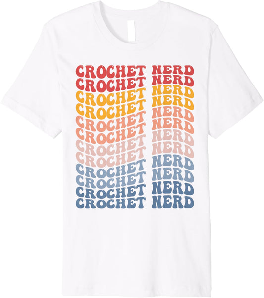 Crochet Nerd Groovy Crochet Knitting Yarn Lover Grandma Mom Premium