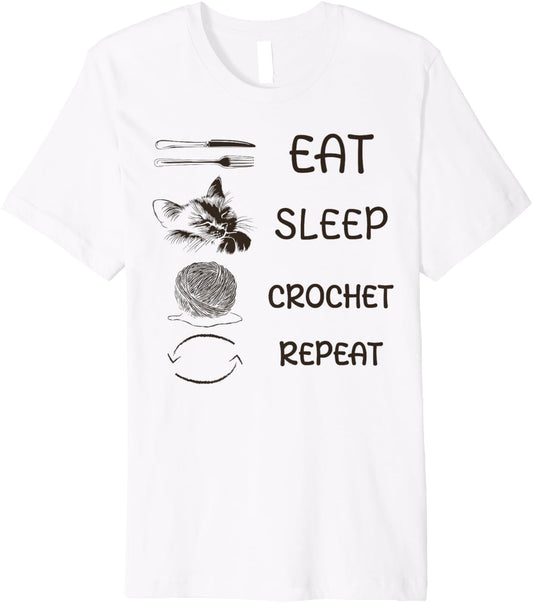 Eat Sleep Crochet Repeat Funny Yarn Crafting Sleep Pajama Premium