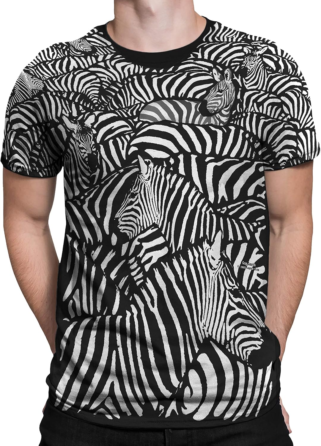 Liquid Blue White Zebra All Over Print Short Sleeve
