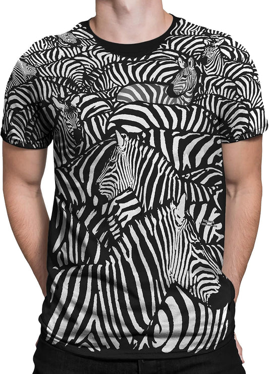 Liquid Blue White Zebra All Over Print Short Sleeve