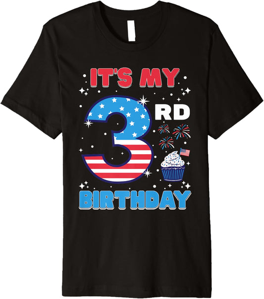 Its My 3Rd Birthday Usa 4Th Of July 3 Years Old Girls Boys Premium
