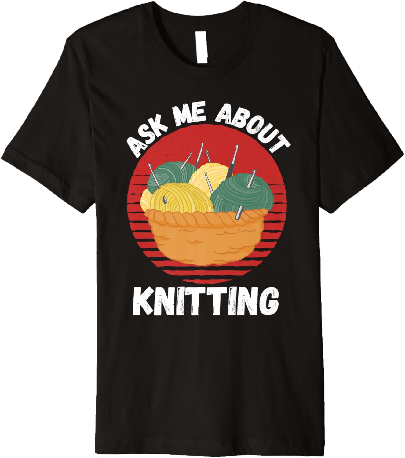 Retro Knitting Ask Me About Knitting Yarn Lover Premium