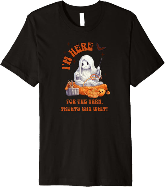 Halloween Yarn Crochet Spooky Cute Ghost Here for the Yarn Premium