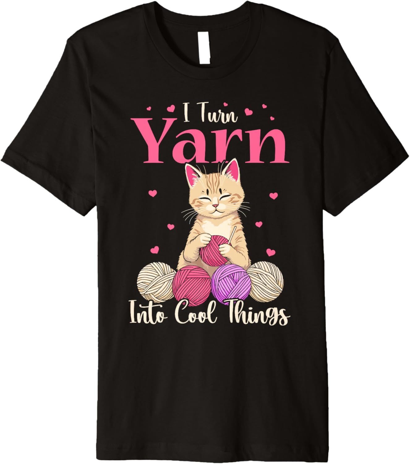 I turn yarn into cool things cat Crocheting cat crochet yarn Premium