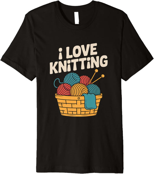 I Love Knitting Yarn Basket Needles Premium