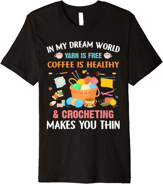 Funny Crochet Yarn Coffee Lover Knitting Collecting Yarn Premium