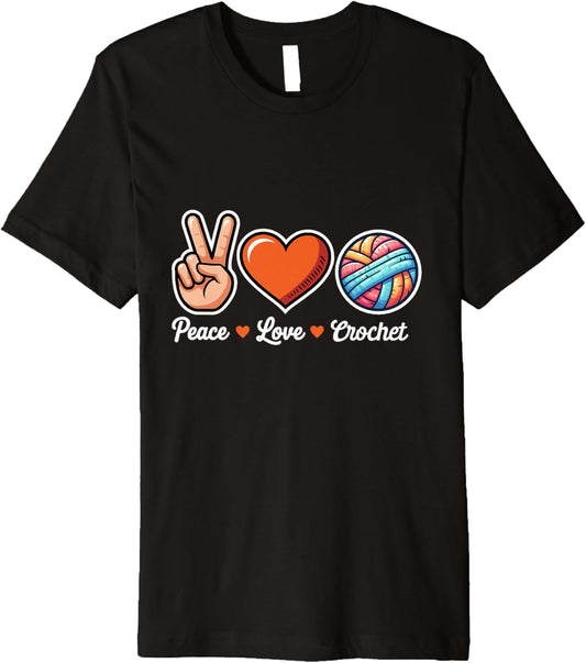 Love Crochet Funny Yarn Crocheting Lover Premium