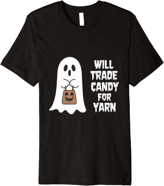 Will Trade Candy For Yarn Ghost Bats Halloween Premium