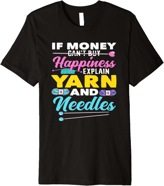Knitting Happiness Yarn And Needles Funny Knitting Premium