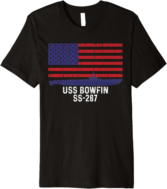 Uss Bowfin Ss 287 Submarine Vintage American Flag Premium