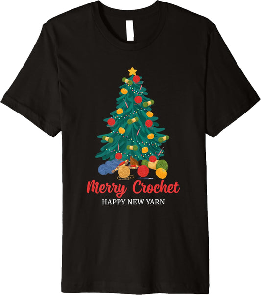 Funny Crocheting Christmas - Merry Crochet Happy New Yarn Premium