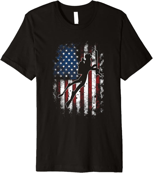 Spearfisher Usa American Flag Speargun Spearfishing Premium