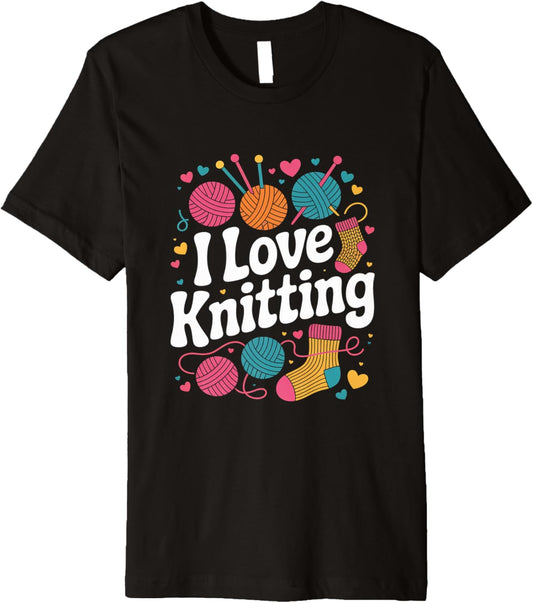 I Love Knitting Colorful Yarn Balls Heart Premium