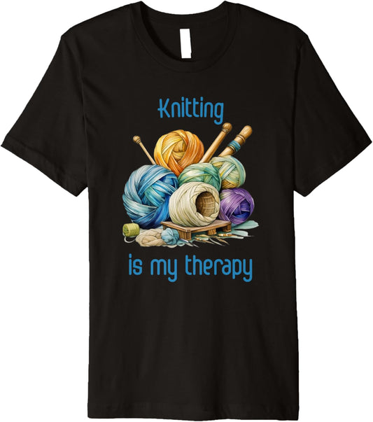 Knitting is my therapy wool yarn knitting needle Premium