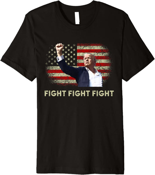 Fight Fight Fight Trump 2024 American Flag Shoot At Rally Premium