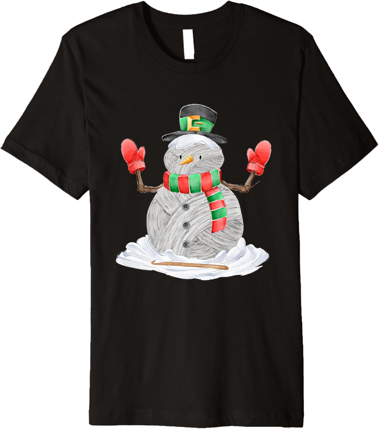 Funny Crocheting Christmas Idea Snowman Yarn Premium