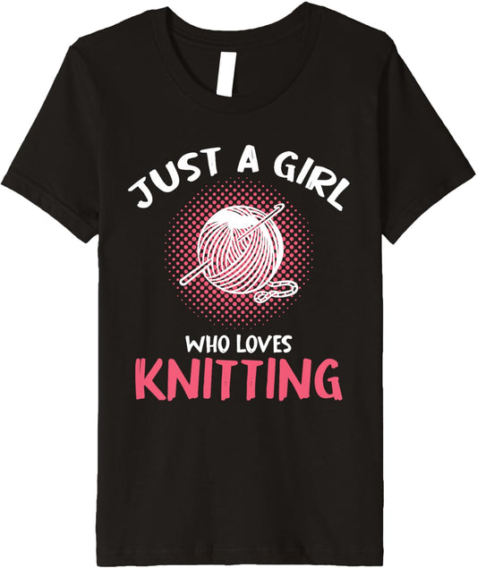 Just A Girl Who Loves Knitting Yarn Premium