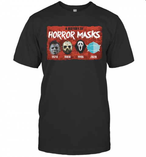 A History Of Horror Masks 1976 1980 1996 2020 T Shirt