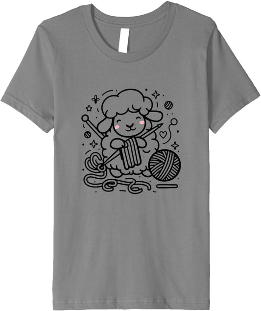 Kids Cute Knitting Sheep Yarn Ball Art Premium