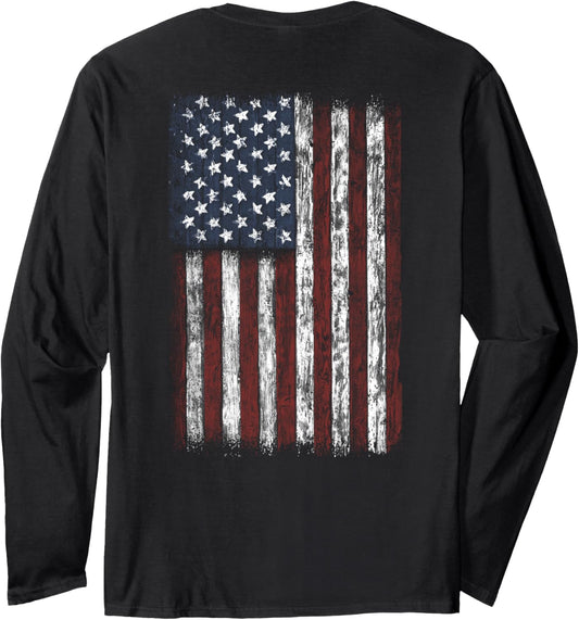 Vintage American Flag Long Sleeve Shirt Men Usa Flag