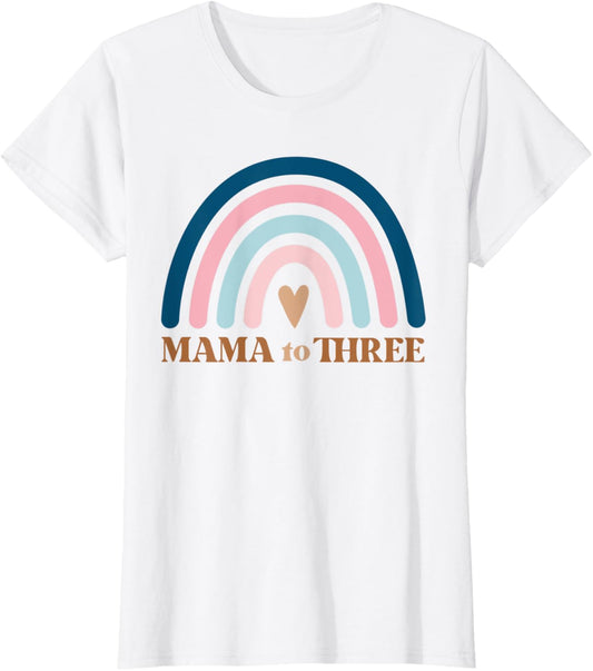 Womens Mom of Three, Third Baby Announcement, Mothers Day Gift
