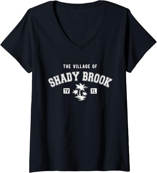 Womens The Village Of Shady Brook Classic Style Palm Trees Design V Neck