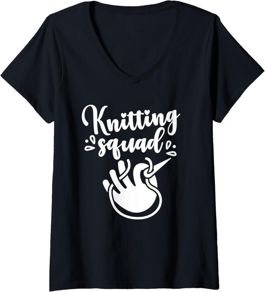 Womens Knitting Squad Knitter Yarn Knit Hobby V-Neck