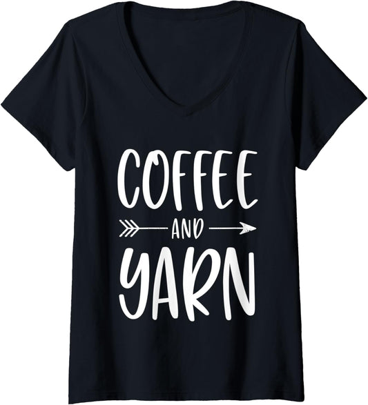 Womens Coffee And Yarn V-Neck