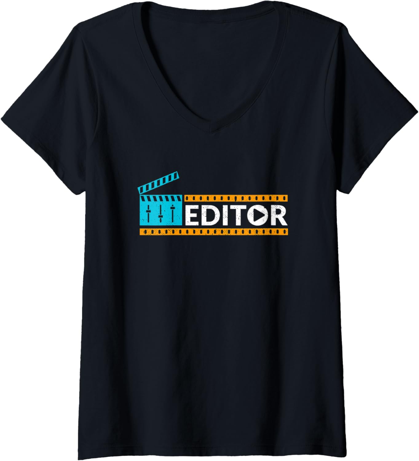 Womens Film Editor Pattern Cinematographers Filmmaker Movie Maker V-Neck