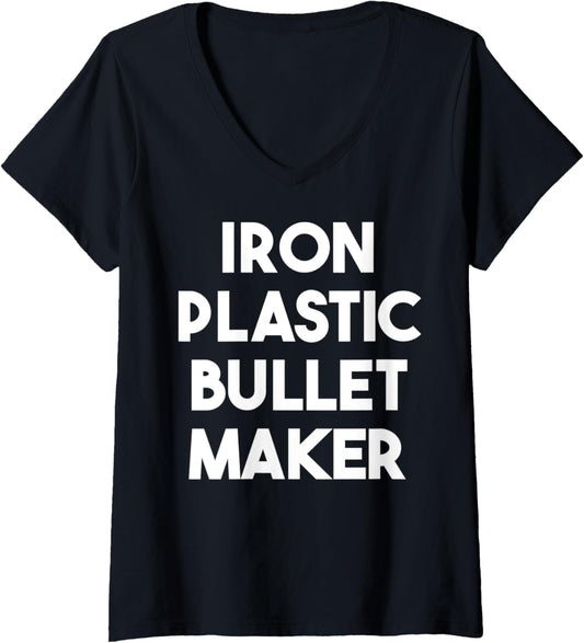 Womens Iron Plastic Bullet Maker V-Neck