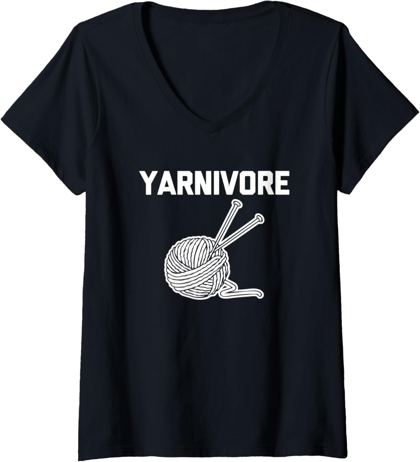 Womens Yarnivore T-Shirt funny saying novelty yarn crochet knitting V-Neck