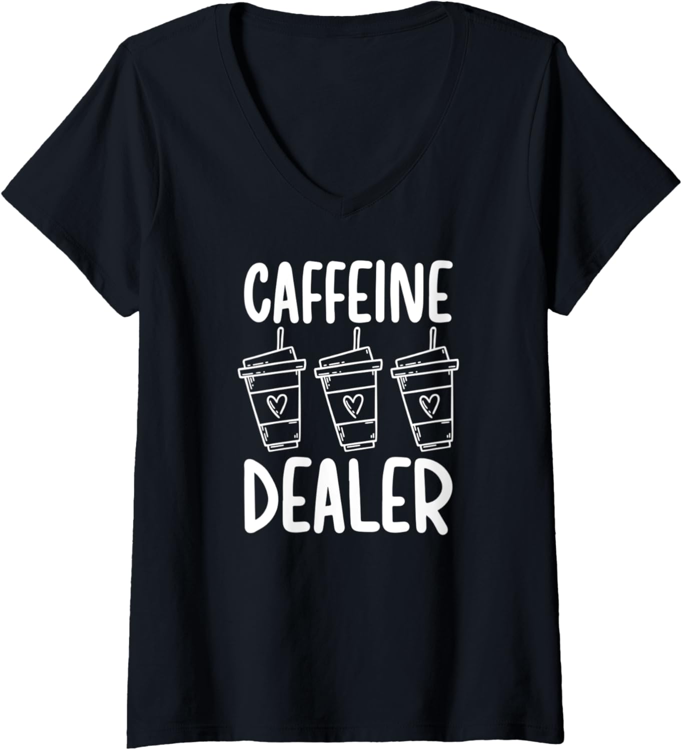 Womens Caffeine Dealer Barista Coffee Maker Baristas V-Neck