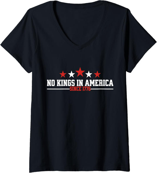 Womens Patriotic Pro Democracy Protest June 14 No Kings In America V Neck