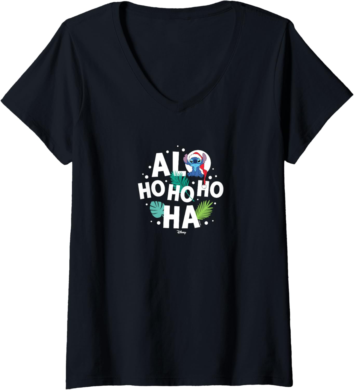 Womens Lilo & Stitch - Alo Ho Ho Ho Ha V-Neck