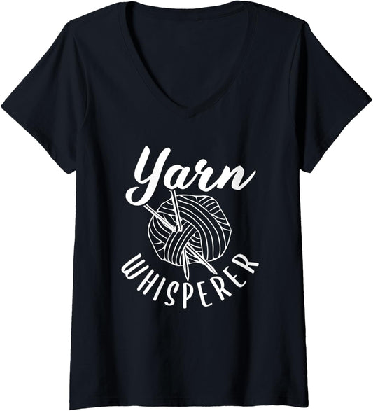 Womens Yarn Whisperer Knitting Design V-Neck