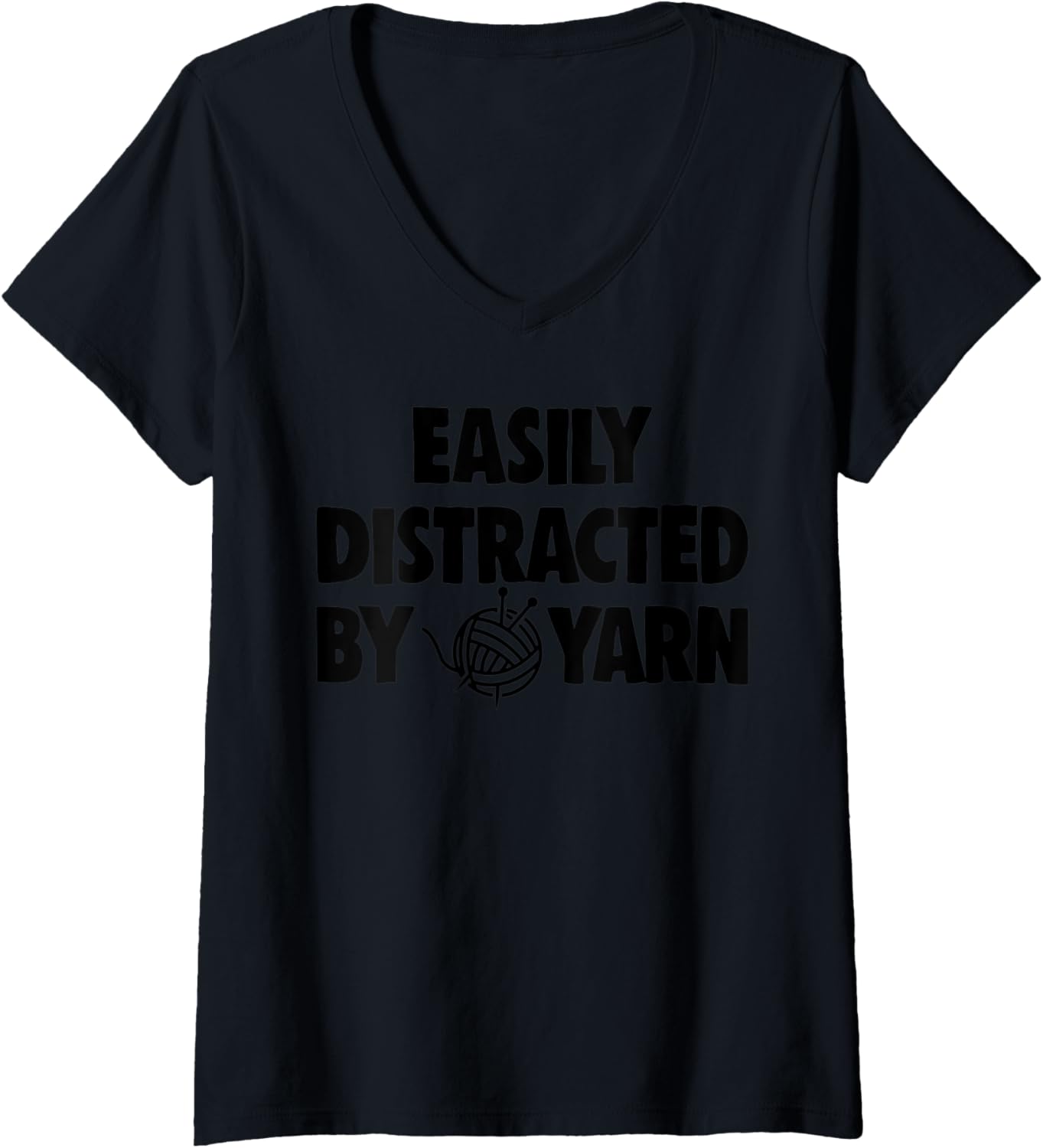 Womens Easily Distracted By Yarn TShirts Women Crochet Lovers Gifts V-Neck