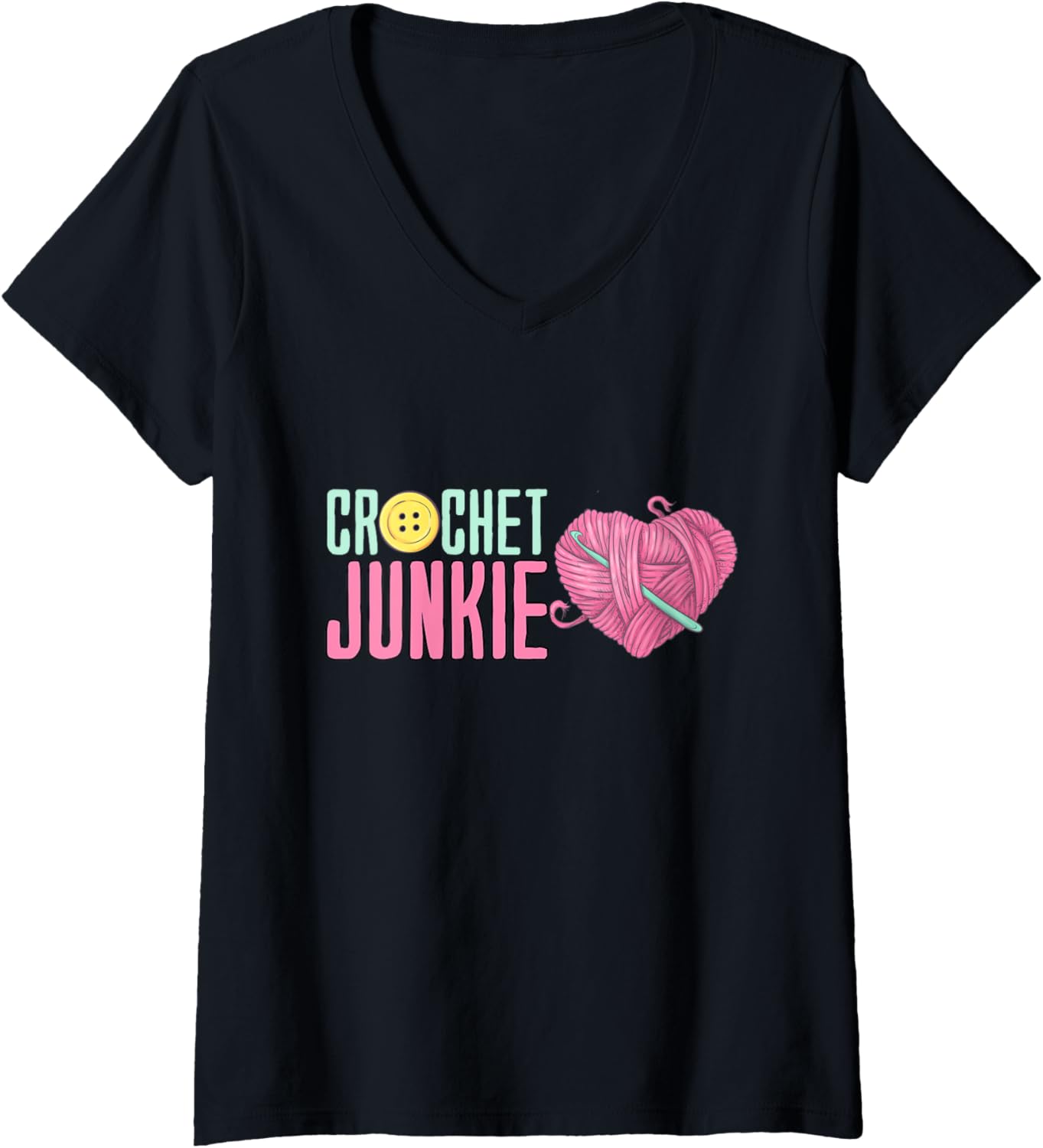 Womens Crochet Junkie - Yarn Lover V-Neck