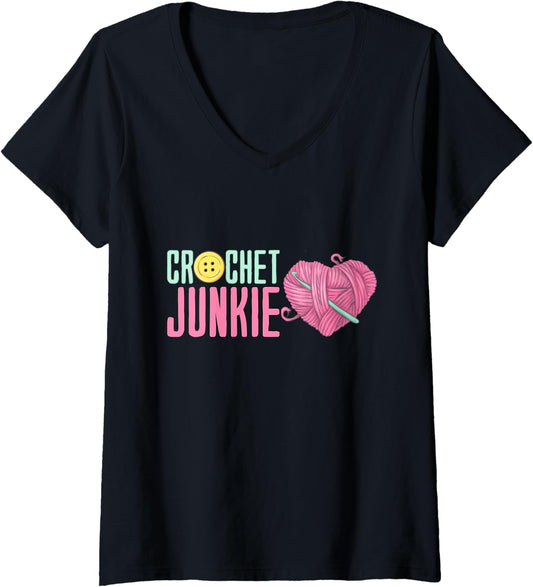 Womens Crochet Junkie - Yarn Lover V-Neck