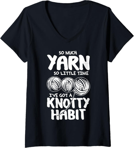 Womens So Much Yarn So Little Time - Yarn Lovers T-Shirt V-Neck