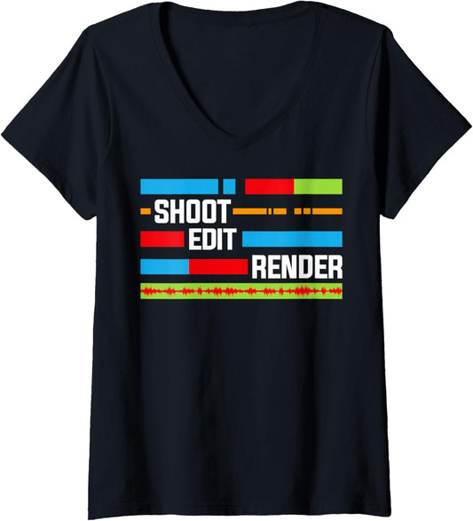 Womens Funny Video Editing Videographer Filmmaker V-Neck