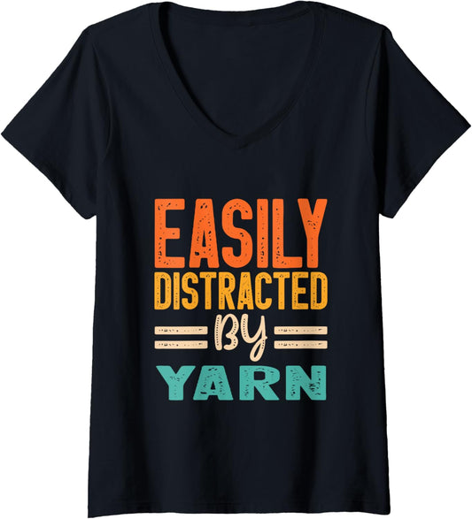 Easily Distracted By Yarn V-Neck