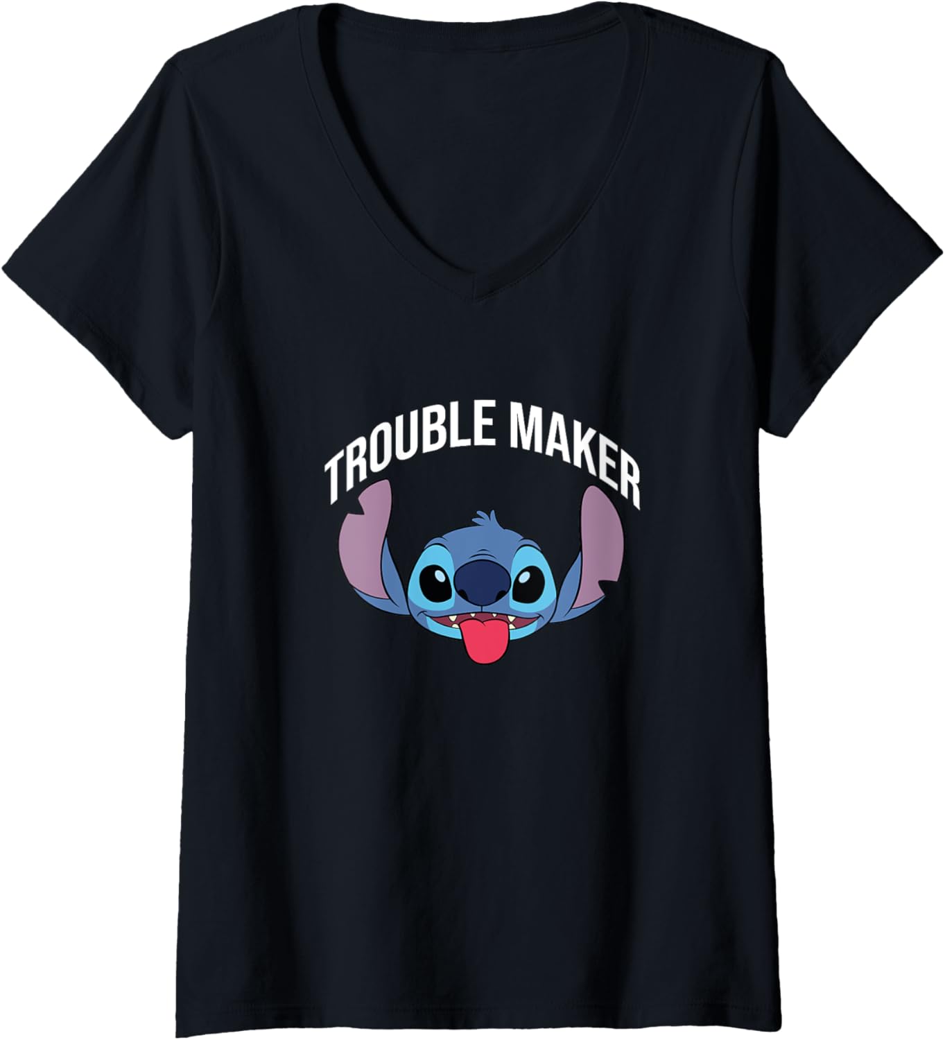 Disney Lilo & Stitch Trouble Maker Stitch Big Face Portrait V-Neck