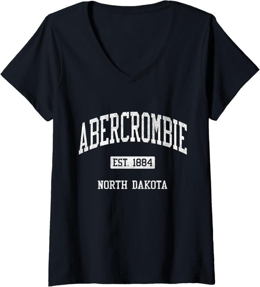 Abercrombie North Dakota ND JS04 Vintage Athletic Sports V Neck