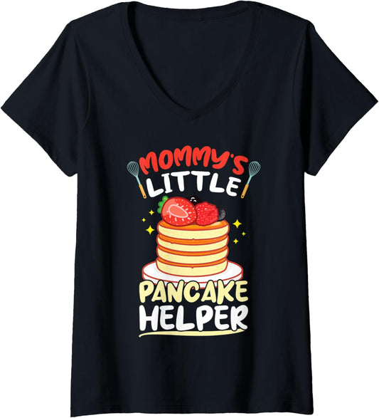 Womens Mommy's Little Pancake Helper - Pancake Maker V-Neck