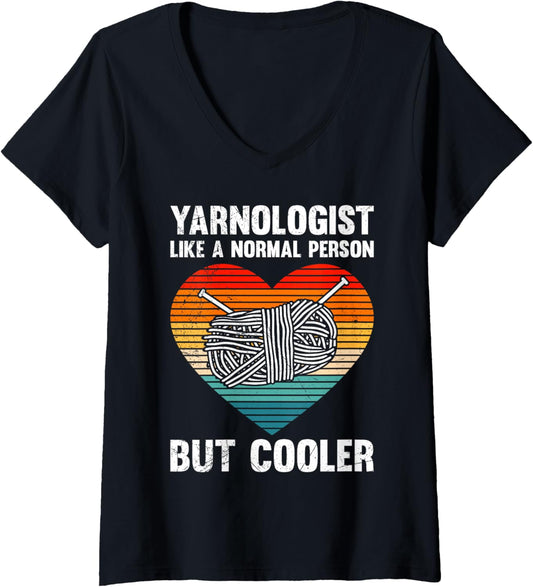 Womens Yarn Collection YARNOLOGIST Wool Retro Funny Yarn Collector V-Neck