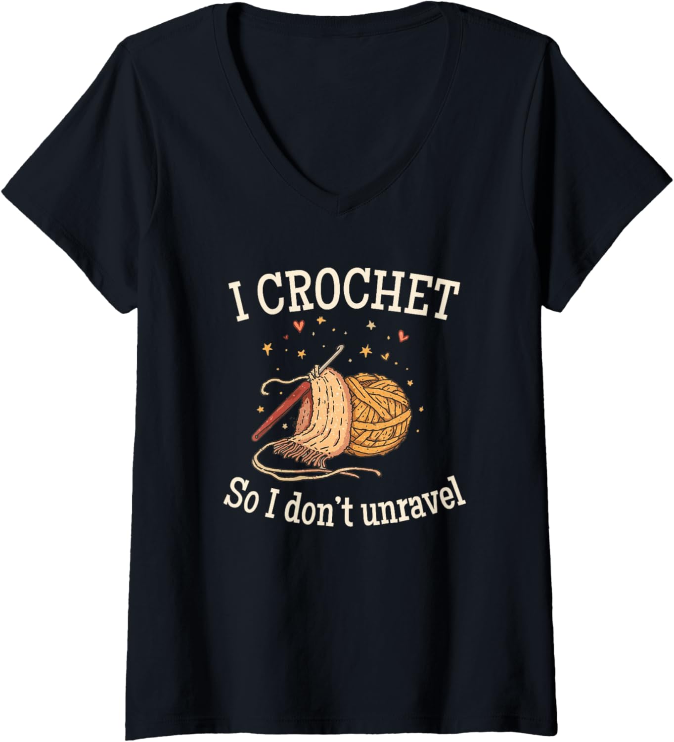 Womens I Crochet So I Don\u2019t Unravel Save A Life Send Yarn Fun V-Neck