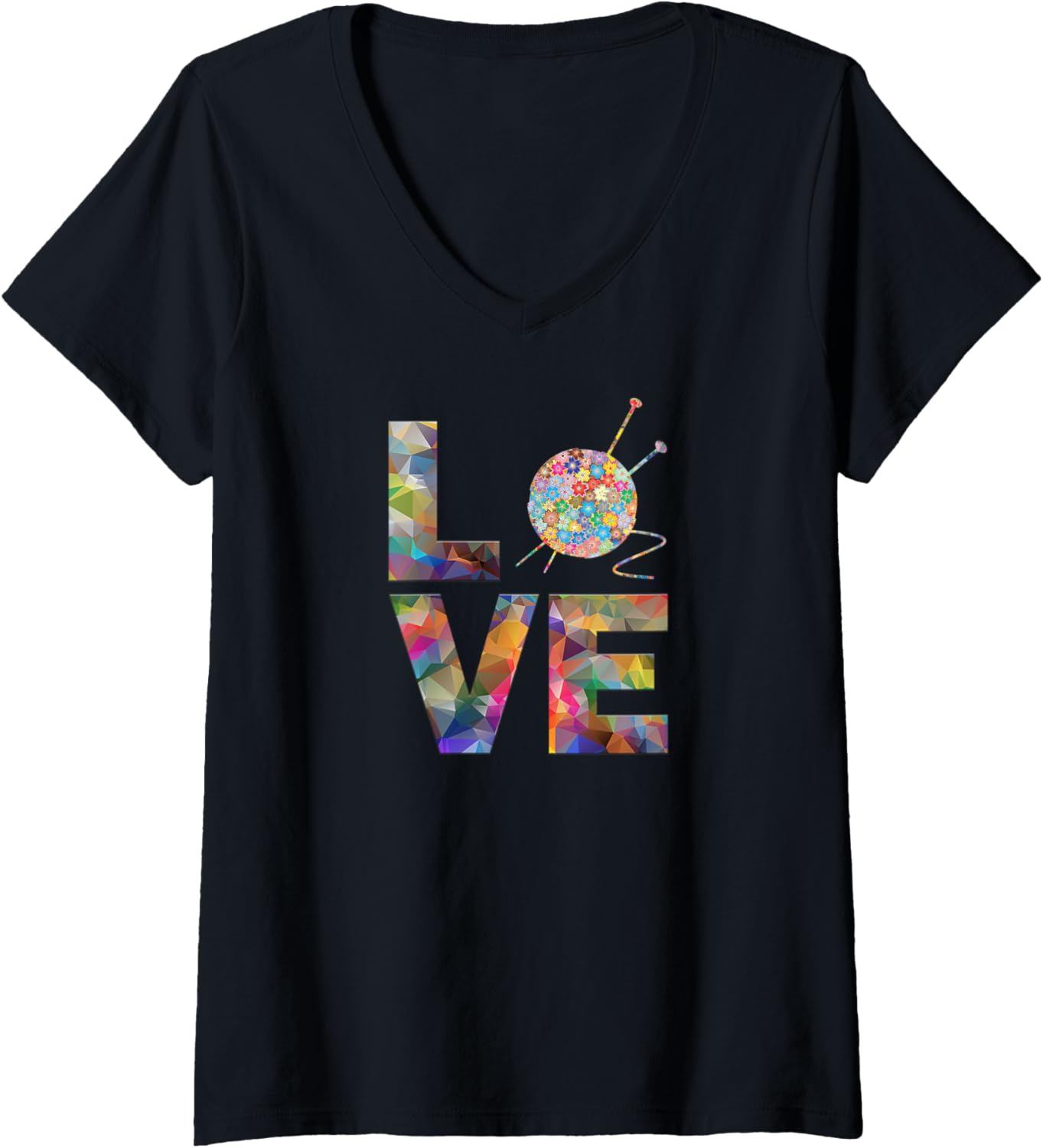 Womens Knitter gift Knitting, Crochet Love Yarn Patterns stitches V-Neck